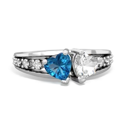 London Topaz Heart To Heart 14K White Gold ring R3342