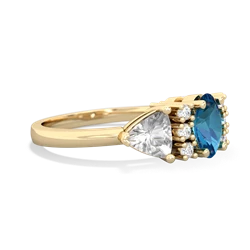 London Topaz Antique Style Three Stone 14K Yellow Gold ring R2186