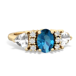 London Topaz Antique Style Three Stone 14K Yellow Gold ring R2186