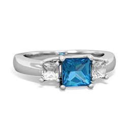 London Topaz Three Stone Trellis 14K White Gold ring R4015