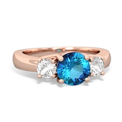 London Topaz Three Stone Round Trellis 14K Rose Gold ring R4018