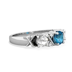 London Topaz Hugs And Kisses 14K White Gold ring R5016