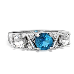 London Topaz Hugs And Kisses 14K White Gold ring R5016