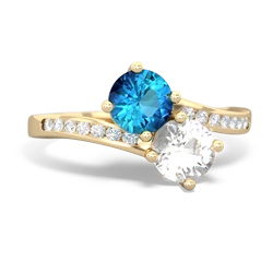 London Topaz Channel Set Two Stone 14K Yellow Gold ring R5303