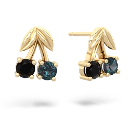 Onyx Sweet Cherries 14K Yellow Gold earrings E7001