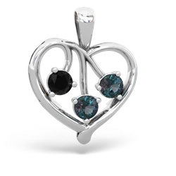 Onyx Glowing Heart 14K White Gold pendant P2233