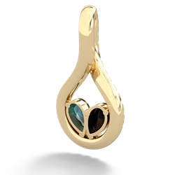 Onyx Pave Twist 'One Heart' 14K Yellow Gold pendant P5360