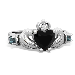 Onyx Claddagh Keepsake 14K White Gold ring R5245