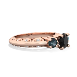 Onyx Art Deco Eternal Embrace Engagement 14K Rose Gold ring C2003