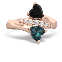 Onyx Heart To Heart 14K Rose Gold ring R2064