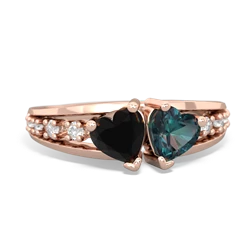 Onyx Heart To Heart 14K Rose Gold ring R3342