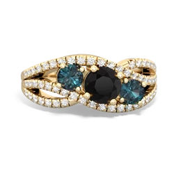 Onyx Three Stone Aurora 14K Yellow Gold ring R3080