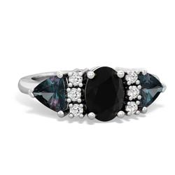 Onyx Antique Style Three Stone 14K White Gold ring R2186