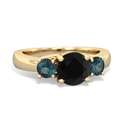 Onyx Three Stone Round Trellis 14K Yellow Gold ring R4018