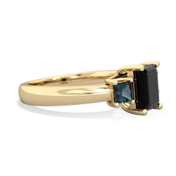 Onyx Three Stone Emerald-Cut Trellis 14K Yellow Gold ring R4021