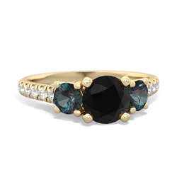 Onyx Pave Trellis 14K Yellow Gold ring R5500