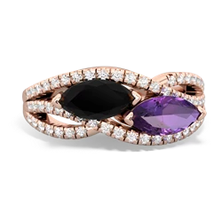 Onyx Diamond Rivers 14K Rose Gold ring R3070