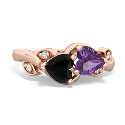 Onyx Floral Elegance 14K Rose Gold ring R5790