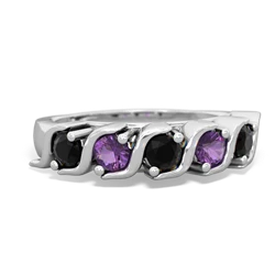 Onyx Anniversary Band 14K White Gold ring R2089