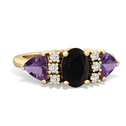 Onyx Antique Style Three Stone 14K Yellow Gold ring R2186