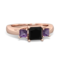 Onyx Three Stone Trellis 14K Rose Gold ring R4015