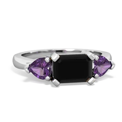 Onyx Three Stone 14K White Gold ring R5235