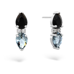 Onyx Bowtie Drop 14K White Gold earrings E0865