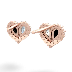 Onyx Halo 14K Rose Gold earrings E7008