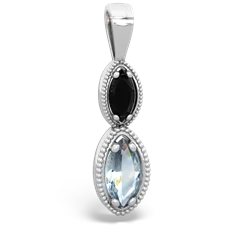 Onyx Antique-Style Halo 14K White Gold pendant P5700