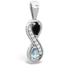 Onyx Diamond Infinity 14K White Gold pendant P5390