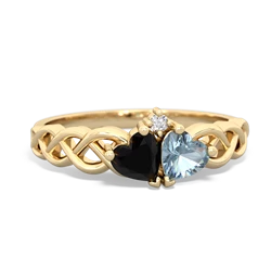 Onyx Heart To Heart Braid 14K Yellow Gold ring R5870