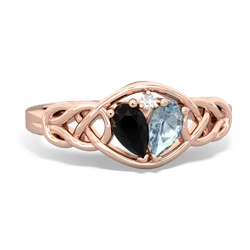 Onyx Celtic Love Knot 14K Rose Gold ring R5420