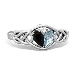 Onyx Celtic Love Knot 14K White Gold ring R5420