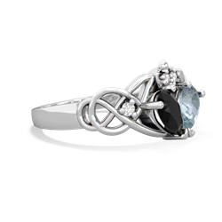 Onyx 'One Heart' Celtic Knot Claddagh 14K White Gold ring R5322