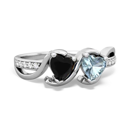 Onyx Side By Side 14K White Gold ring R3090