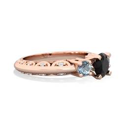 Onyx Art Deco Eternal Embrace Engagement 14K Rose Gold ring C2003