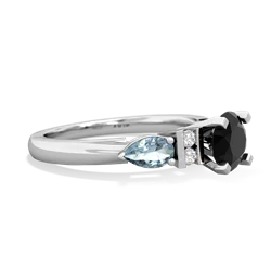 Onyx 6Mm Round Eternal Embrace Engagement 14K White Gold ring R2005