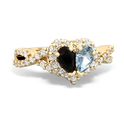 Onyx Diamond Twist 'One Heart' 14K Yellow Gold ring R2640HRT