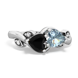 Onyx Floral Elegance 14K White Gold ring R5790