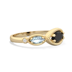 Onyx Milgrain Marquise 14K Yellow Gold ring R5700