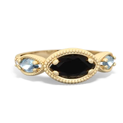 Onyx Milgrain Marquise 14K Yellow Gold ring R5700