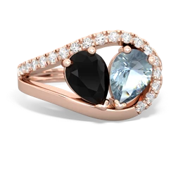 Onyx Nestled Heart Keepsake 14K Rose Gold ring R5650