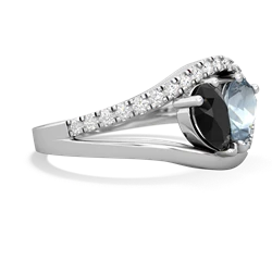 Onyx Nestled Heart Keepsake 14K White Gold ring R5650