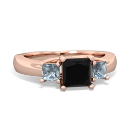 Onyx Three Stone Trellis 14K Rose Gold ring R4015