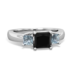 Onyx Three Stone Trellis 14K White Gold ring R4015