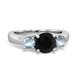 Onyx Three Stone Round Trellis 14K White Gold ring R4018