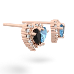 Onyx Halo 14K Rose Gold earrings E7008