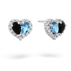 Onyx Halo 14K White Gold earrings E7008