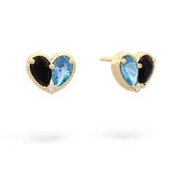 Onyx 'Our Heart' 14K Yellow Gold earrings E5072