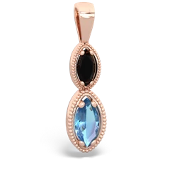 Onyx Antique-Style Halo 14K Rose Gold pendant P5700